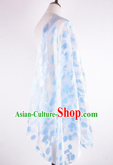 Chinese Traditional Costume Royal Palace Jacquard Weave Shell White Brocade Fabric, Chinese Ancient Clothing Drapery Hanfu Cheongsam Material