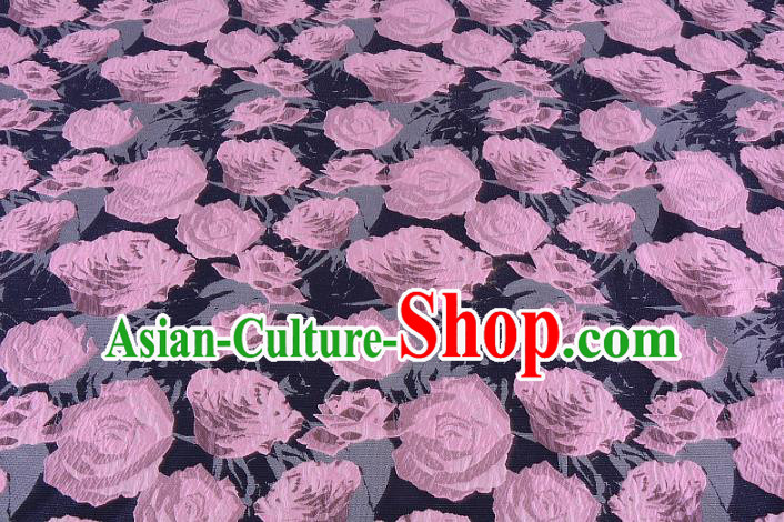 Chinese Traditional Costume Royal Palace Jacquard Weave Pink Rose Fabric, Chinese Ancient Clothing Drapery Hanfu Cheongsam Material