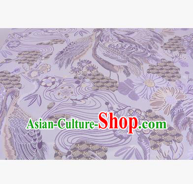 Chinese Traditional Costume Royal Palace Jacquard Weave Lilac Crane Brocade Fabric, Chinese Ancient Clothing Drapery Hanfu Cheongsam Material