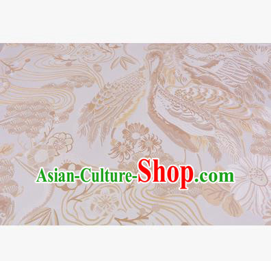 Chinese Traditional Costume Royal Palace Jacquard Weave Golden Crane Brocade Fabric, Chinese Ancient Clothing Drapery Hanfu Cheongsam Material