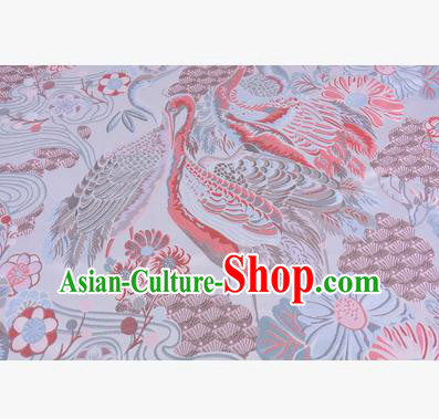 Chinese Traditional Costume Royal Palace Jacquard Weave Crane Brocade Fabric, Chinese Ancient Clothing Drapery Hanfu Cheongsam Material