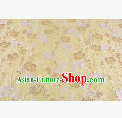 Chinese Traditional Costume Royal Palace Flowers Pattern Yellow Brocade Fabric, Chinese Ancient Clothing Drapery Hanfu Cheongsam Material