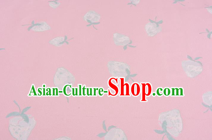 Chinese Traditional Costume Royal Palace Strawberry Pattern Pink Brocade Fabric, Chinese Ancient Clothing Drapery Hanfu Cheongsam Material