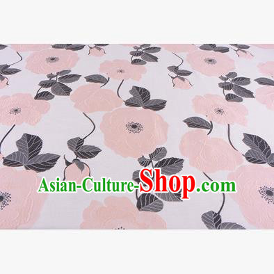 Chinese Traditional Costume Royal Palace Pink Flowers Pattern Fabric, Chinese Ancient Clothing Drapery Hanfu Cheongsam Material