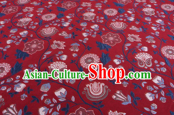 Chinese Traditional Costume Royal Palace Pattern Red Brocade Fabric, Chinese Ancient Clothing Drapery Hanfu Cheongsam Material