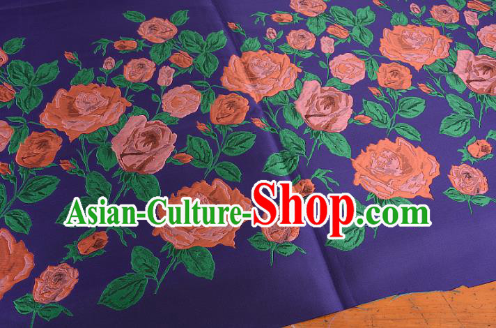 Chinese Traditional Costume Royal Palace Printing Rose Purple Brocade Fabric, Chinese Ancient Clothing Drapery Hanfu Cheongsam Material