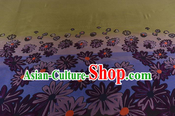 Chinese Traditional Costume Royal Palace Printing Flowers Yellow Brocade Fabric, Chinese Ancient Clothing Drapery Hanfu Cheongsam Material