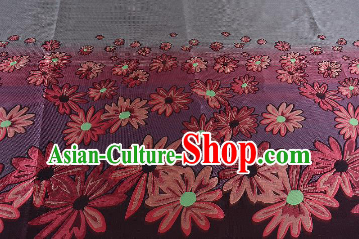 Chinese Traditional Costume Royal Palace Printing Flowers Grey Brocade Fabric, Chinese Ancient Clothing Drapery Hanfu Cheongsam Material