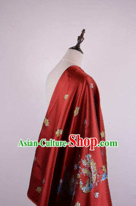 Chinese Traditional Costume Royal Palace Printing Phoenix Red Brocade Fabric, Chinese Ancient Clothing Drapery Hanfu Cheongsam Material