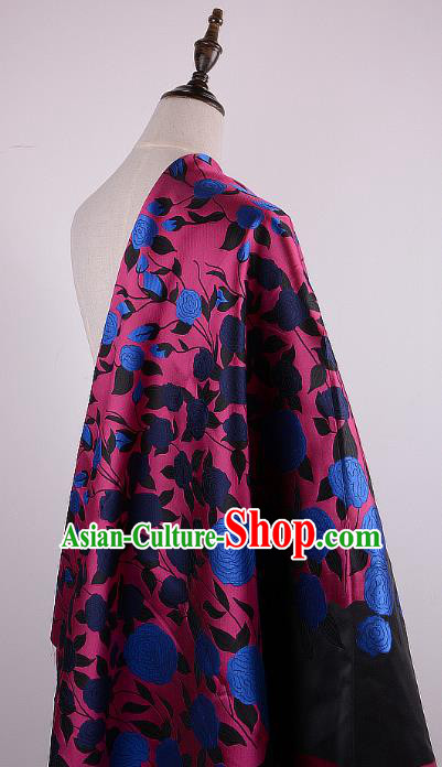 Chinese Traditional Costume Royal Palace Printing Rose Rosy Brocade Fabric, Chinese Ancient Clothing Drapery Hanfu Cheongsam Material