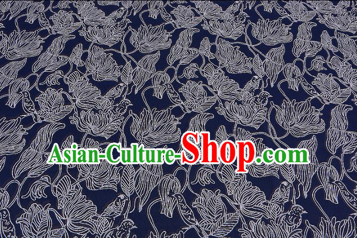 Chinese Traditional Costume Royal Palace Blue Brocade Fabric, Chinese Ancient Clothing Drapery Hanfu Cheongsam Material