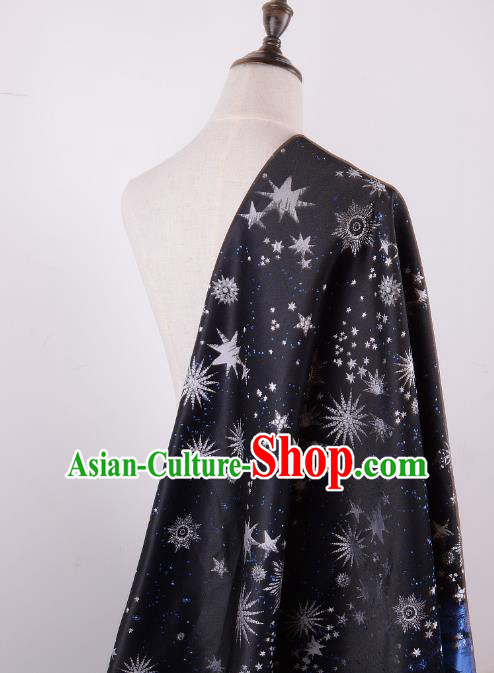 Chinese Traditional Costume Royal Palace Printing Hexagram Pattern Navy Brocade Fabric, Chinese Ancient Clothing Drapery Hanfu Cheongsam Material