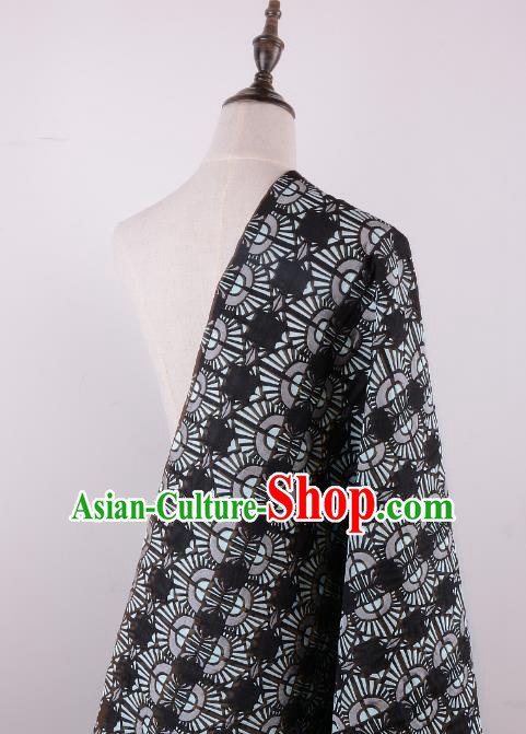 Chinese Traditional Costume Royal Palace Pattern Black Brocade Fabric, Chinese Ancient Clothing Drapery Hanfu Cheongsam Material