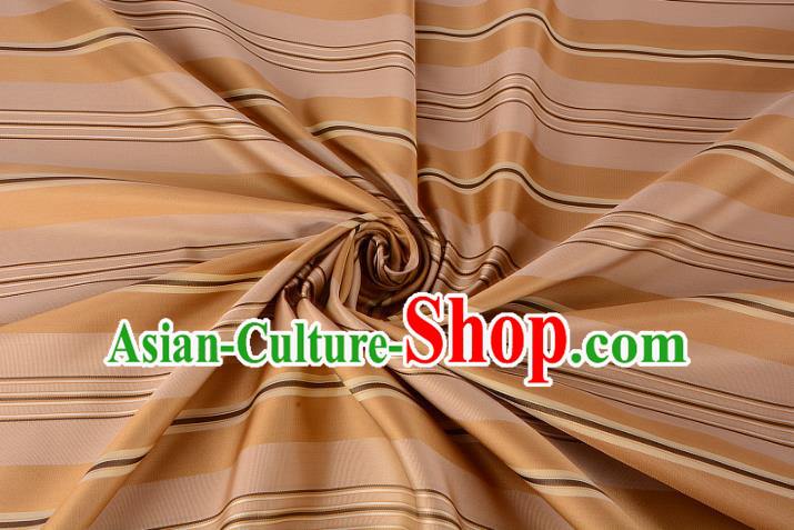 Chinese Traditional Costume Royal Palace Stripe Pattern Golden Silk Brocade Fabric, Chinese Ancient Clothing Drapery Hanfu Cheongsam Material