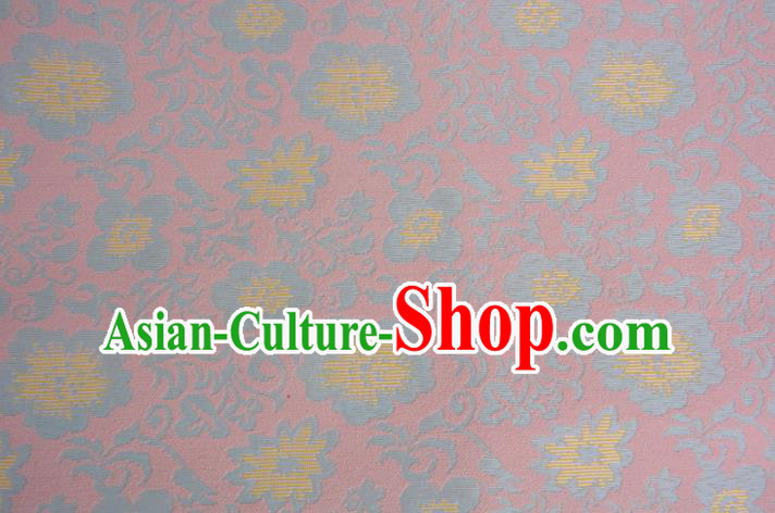 Chinese Traditional Costume Royal Palace Printing Flowers Pink Brocade Fabric, Chinese Ancient Clothing Drapery Hanfu Cheongsam Material
