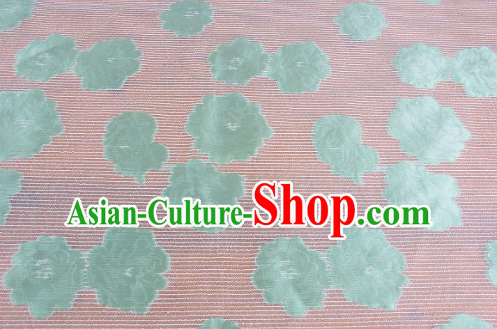 Chinese Traditional Costume Royal Palace Green Flowers Pattern Brocade Fabric, Chinese Ancient Clothing Drapery Hanfu Cheongsam Material