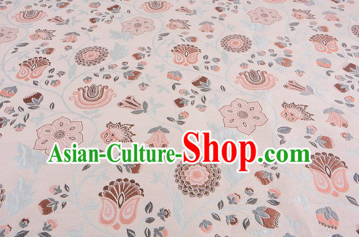 Chinese Traditional Costume Royal Palace Pattern Apricot Brocade Fabric, Chinese Ancient Clothing Drapery Hanfu Cheongsam Material