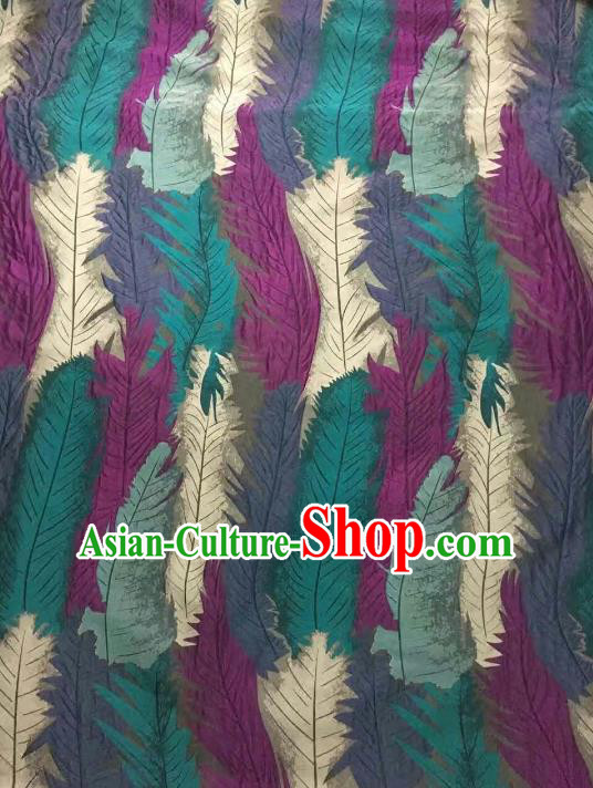 Chinese Traditional Costume Royal Palace Printing Feather Pattern Brocade Fabric, Chinese Ancient Clothing Drapery Hanfu Cheongsam Material