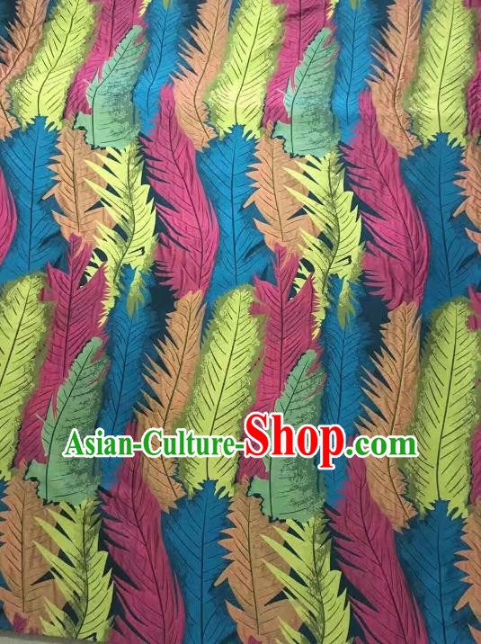 Chinese Traditional Costume Royal Palace Printing Feather Pattern Brocade Fabric, Chinese Ancient Clothing Drapery Hanfu Cheongsam Material