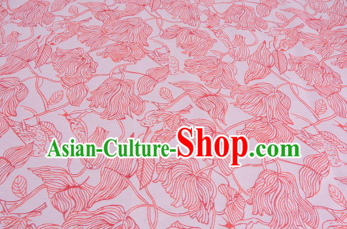 Chinese Traditional Costume Royal Palace Flowers Pattern Pink Brocade Fabric, Chinese Ancient Clothing Drapery Hanfu Cheongsam Material