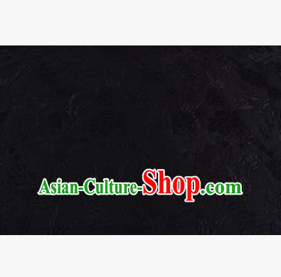 Chinese Traditional Costume Royal Palace Peony Pattern Black Brocade Fabric, Chinese Ancient Clothing Drapery Hanfu Cheongsam Material