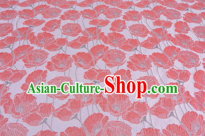 Chinese Traditional Costume Royal Palace Pink Flowers Satin Brocade Fabric, Chinese Ancient Clothing Drapery Hanfu Cheongsam Material
