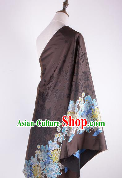 Chinese Traditional Costume Royal Palace Pattern Brown Brocade Fabric, Chinese Ancient Clothing Drapery Hanfu Cheongsam Material