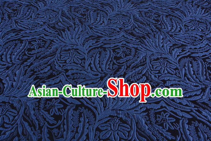 Chinese Traditional Costume Royal Palace Pattern Blue Brocade Fabric, Chinese Ancient Clothing Drapery Hanfu Cheongsam Material