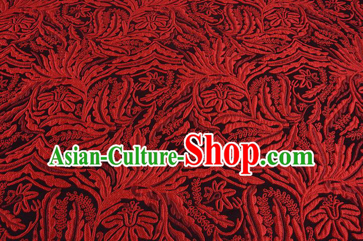 Chinese Traditional Costume Royal Palace Pattern Red Brocade Fabric, Chinese Ancient Clothing Drapery Hanfu Cheongsam Material