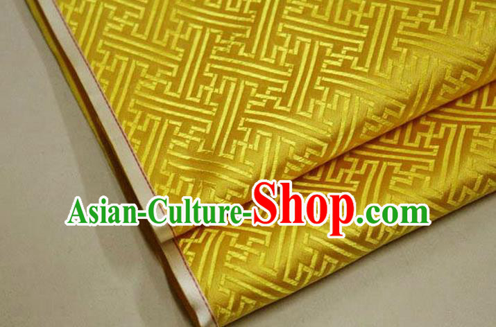 Chinese Traditional Costume Royal Palace Pattern Mongolian Robe Golden Brocade Fabric, Chinese Ancient Clothing Drapery Hanfu Cheongsam Material