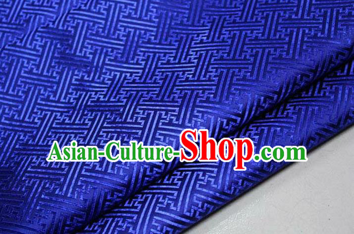 Chinese Traditional Costume Royal Palace Pattern Mongolian Robe Royalblue Brocade Fabric, Chinese Ancient Clothing Drapery Hanfu Cheongsam Material