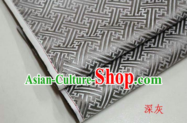 Chinese Traditional Costume Royal Palace Pattern Mongolian Robe Deep Grey Brocade Fabric, Chinese Ancient Clothing Drapery Hanfu Cheongsam Material