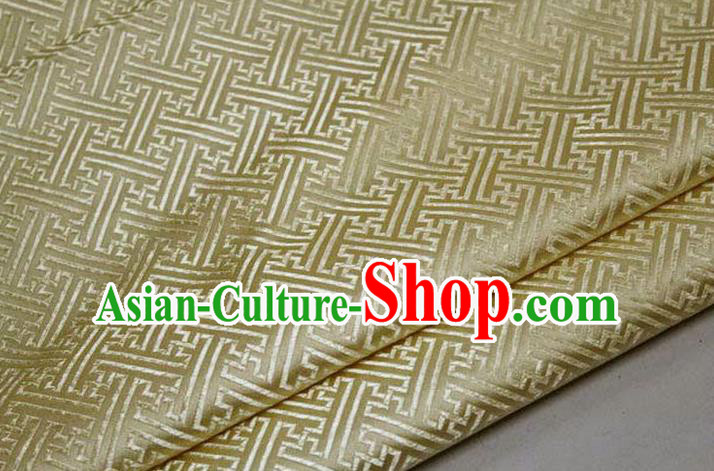 Chinese Traditional Costume Royal Palace Pattern Mongolian Robe Light Golden Brocade Fabric, Chinese Ancient Clothing Drapery Hanfu Cheongsam Material