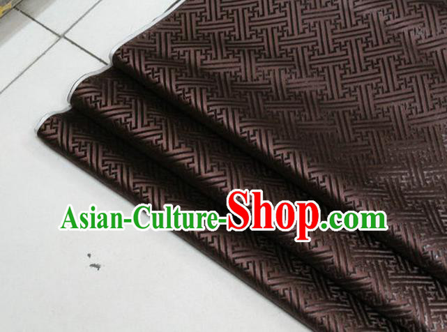 Chinese Traditional Costume Royal Palace Pattern Mongolian Robe Brown Brocade Fabric, Chinese Ancient Clothing Drapery Hanfu Cheongsam Material