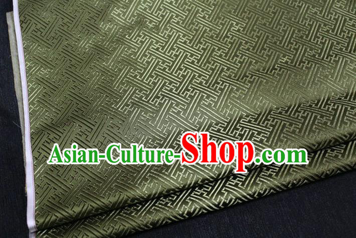 Chinese Traditional Costume Royal Palace Pattern Mongolian Robe Army Green Brocade Fabric, Chinese Ancient Clothing Drapery Hanfu Cheongsam Material