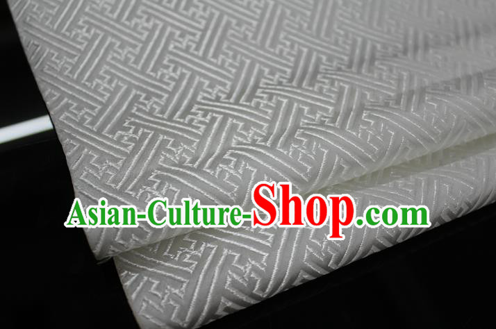 Chinese Traditional Costume Royal Palace Pattern Mongolian Robe White Brocade Fabric, Chinese Ancient Clothing Drapery Hanfu Cheongsam Material