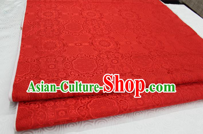 Chinese Traditional Royal Palace Pattern Mongolian Robe Red Brocade Fabric, Chinese Ancient Costume Drapery Hanfu Cheongsam Material