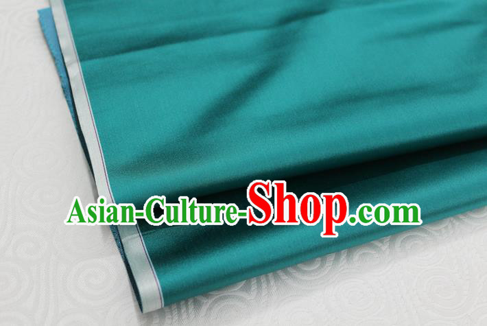 Chinese Traditional Royal Palace Mongolian Robe Peacock Green Satin Brocade Fabric, Chinese Ancient Costume Drapery Hanfu Cheongsam Material