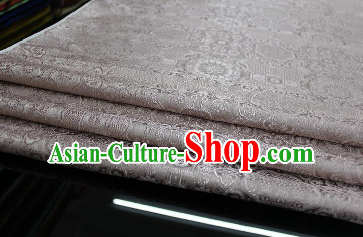 Chinese Traditional Royal Palace Pattern Mongolian Robe Champagne Brocade Fabric, Chinese Ancient Costume Drapery Hanfu Cheongsam Material