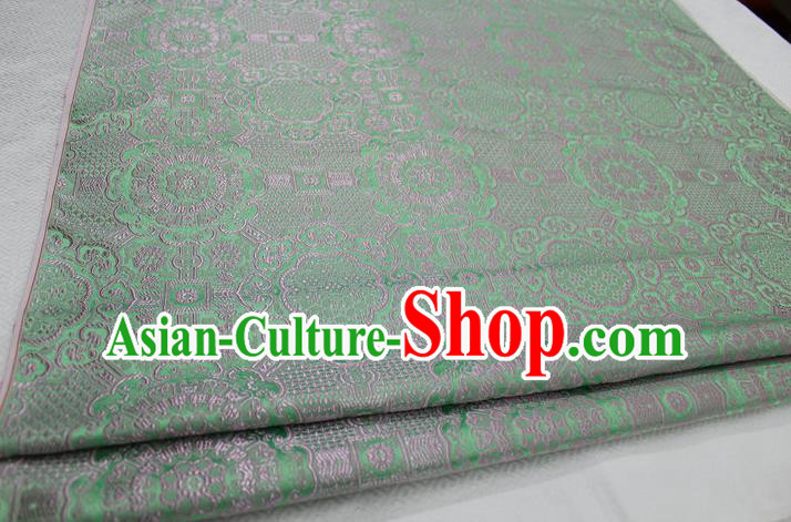 Chinese Traditional Royal Palace Pattern Mongolian Robe Light Green Brocade Fabric, Chinese Ancient Costume Drapery Hanfu Cheongsam Material