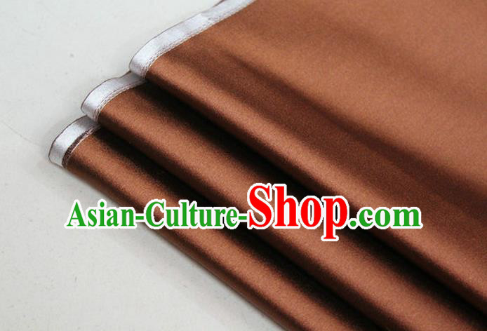 Chinese Traditional Royal Palace Mongolian Robe Deep Coffee Satin Brocade Fabric, Chinese Ancient Costume Drapery Hanfu Cheongsam Material