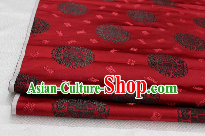 Chinese Traditional Royal Palace Longevity Pattern Mongolian Robe Purplish Red Satin Brocade Fabric, Chinese Ancient Costume Drapery Hanfu Tang Suit Material