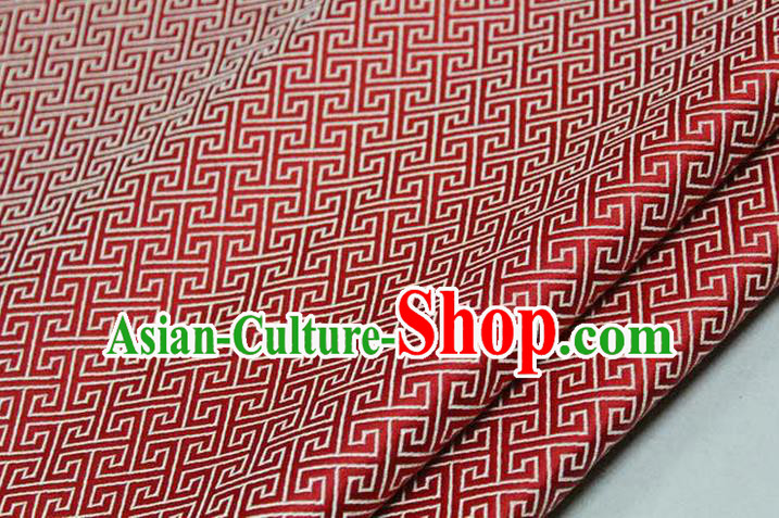 Chinese Traditional Royal Palace Back Pattern Mongolian Robe Red Satin Brocade Fabric, Chinese Ancient Costume Drapery Hanfu Tang Suit Material