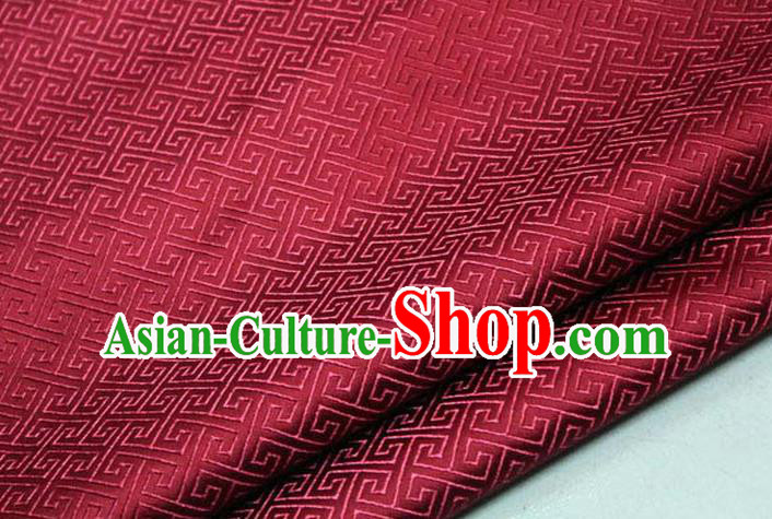 Chinese Traditional Royal Palace Back Pattern Mongolian Robe Wine Red Satin Brocade Fabric, Chinese Ancient Costume Drapery Hanfu Tang Suit Material