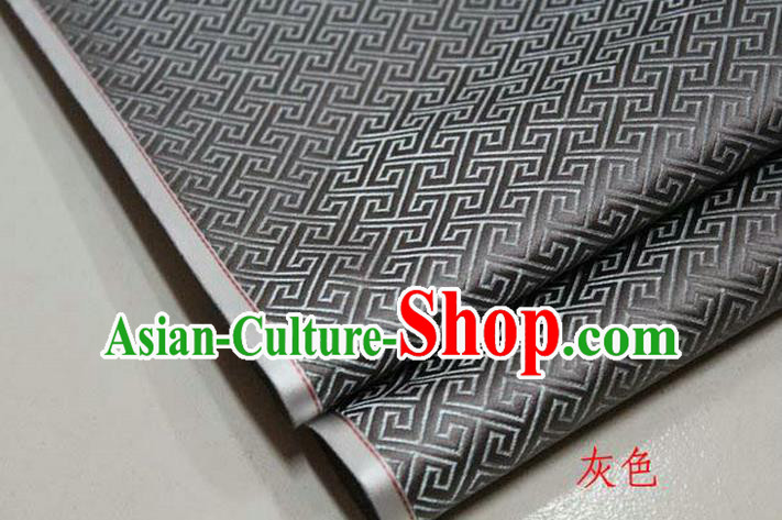 Chinese Traditional Royal Palace Back Pattern Mongolian Robe Deep Grey Satin Brocade Fabric, Chinese Ancient Costume Drapery Hanfu Tang Suit Material