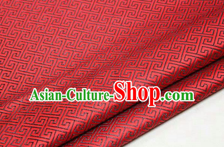 Chinese Traditional Royal Palace Back Pattern Mongolian Robe Red Satin Brocade Fabric, Chinese Ancient Costume Drapery Hanfu Tang Suit Material