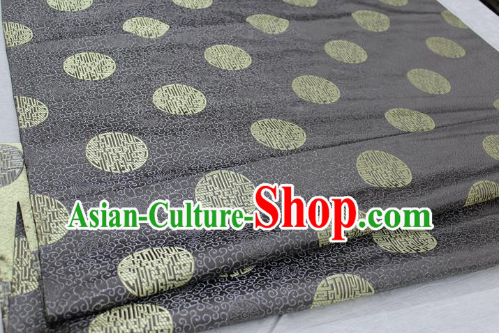 Chinese Traditional Royal Palace Longevity Pattern Mongolian Robe Grey Brocade Fabric, Chinese Ancient Costume Drapery Hanfu Tang Suit Material