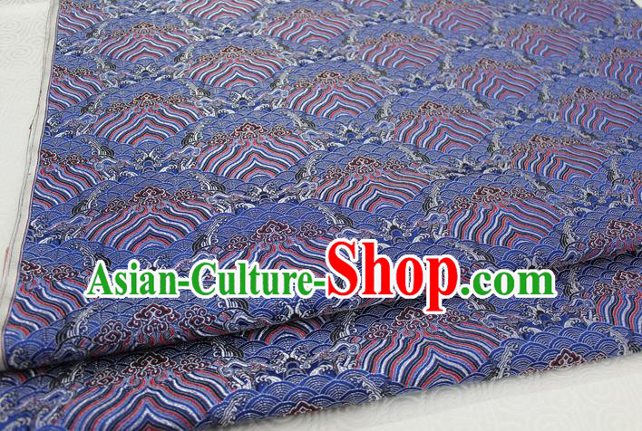 Chinese Traditional Royal Palace Pattern Mongolian Robe Royalblue Brocade Fabric, Chinese Ancient Emperor Costume Drapery Hanfu Tang Suit Material