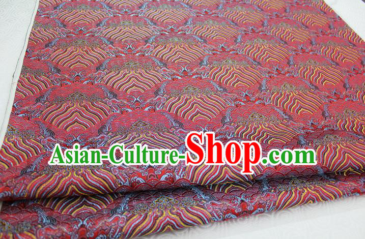 Chinese Traditional Royal Palace Pattern Mongolian Robe Red Brocade Fabric, Chinese Ancient Emperor Costume Drapery Hanfu Tang Suit Material