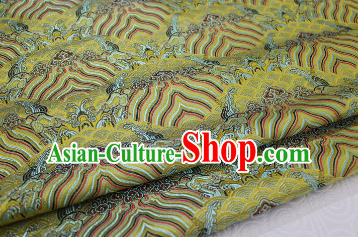 Chinese Traditional Royal Palace Pattern Mongolian Robe Golden Brocade Fabric, Chinese Ancient Emperor Costume Drapery Hanfu Tang Suit Material